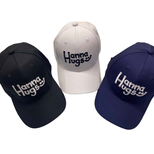Hannah Levy HannaHugs, HannaHugs baseball hats, HannaHugs baseball caps.  Edit alt text